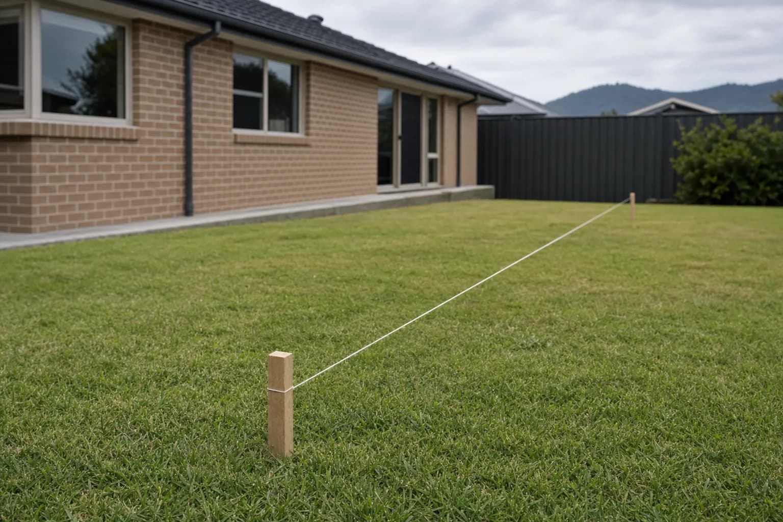 The boundary line between two Launceston backyards where an old dividing fence is due for replacement