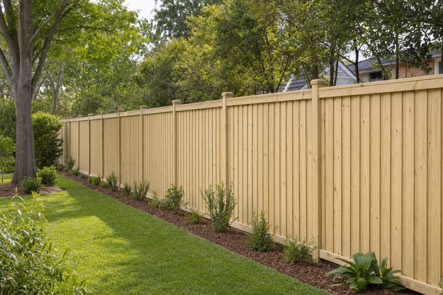 New timber paling boundary fence in a Launceston backyard